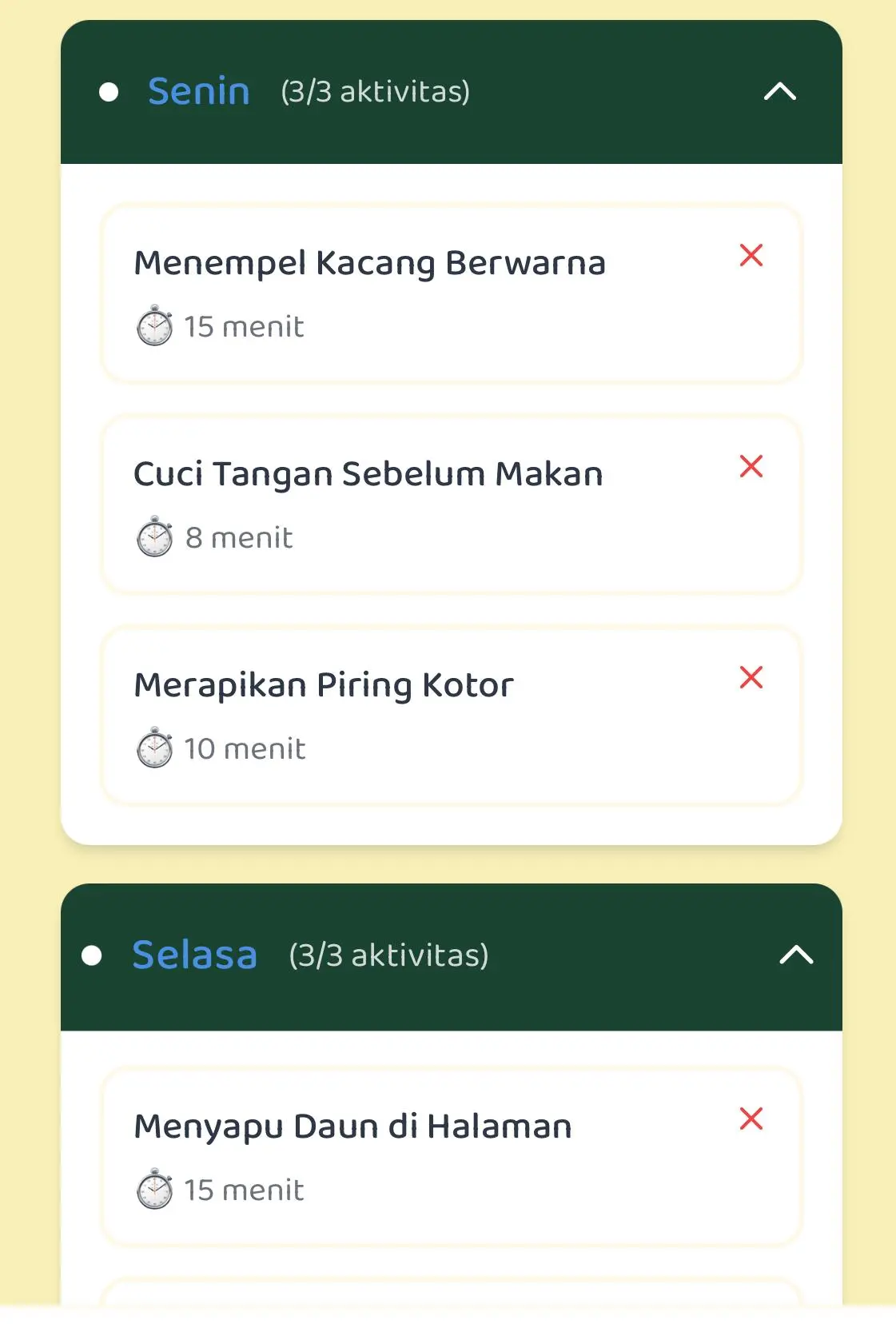 Contoh jadwal mingguan yang bisa disesuaikan